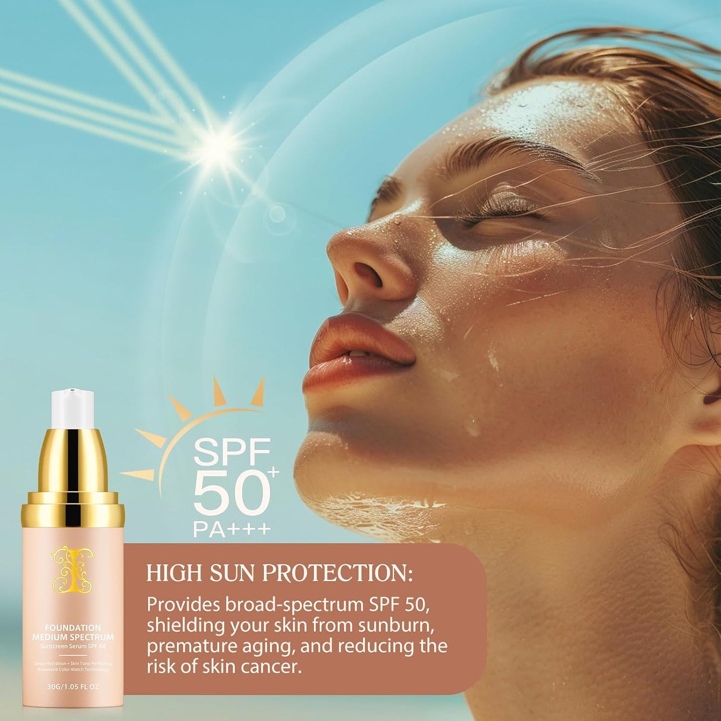 Transform Your Look with Our Colour Changing 4-in-1 Foundation: Medium Full Coverage, Hydrating Concealer with SPF 50+, Waterproof & Longwearing for Active Lifestyles