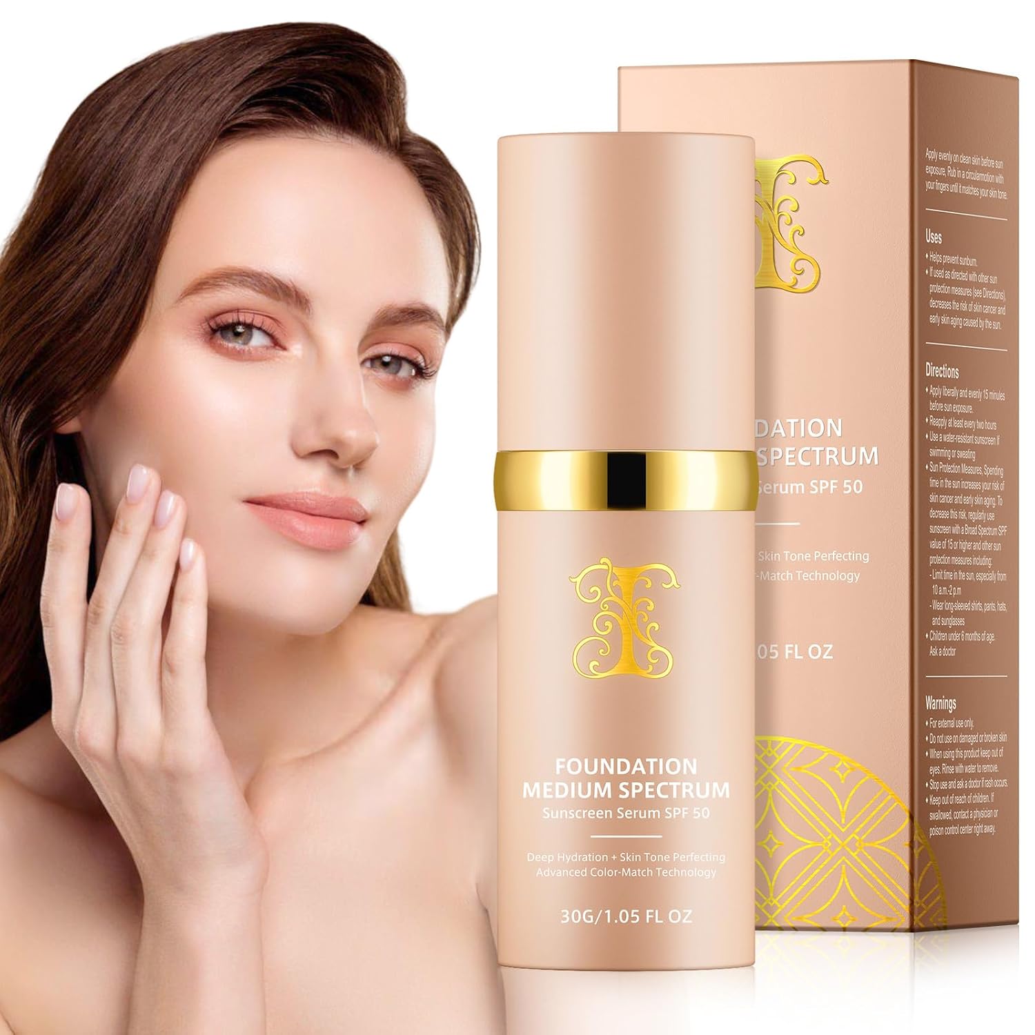 Transform Your Look with Our Colour Changing 4-in-1 Foundation: Medium Full Coverage, Hydrating Concealer with SPF 50+, Waterproof & Longwearing for Active Lifestyles