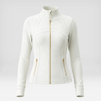 Elevate Your Workout Wardrobe with Our Chic Long Sleeve Zip-Up Polka Dot Jacket - Perfect for Yoga, Gym, Running, and More!